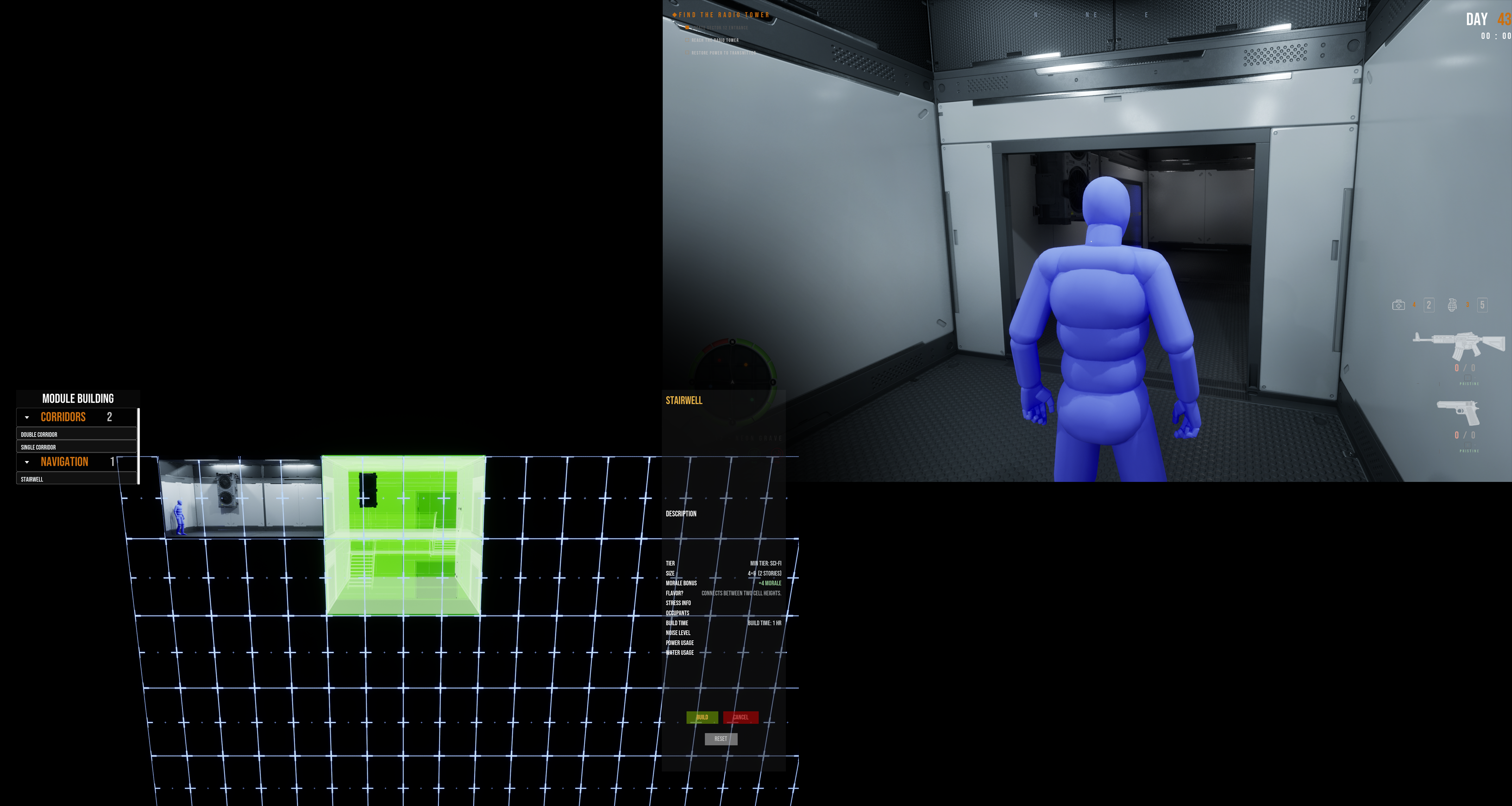 AIRLOCK Build Mode — Module placement on underground grid