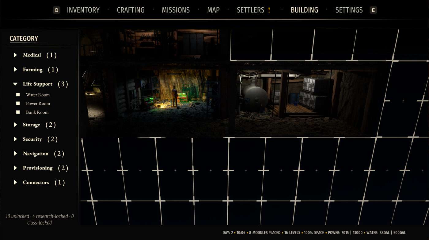 Placing a module from the build menu
